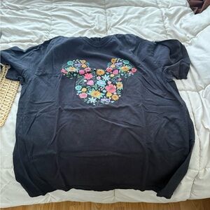 Disney Comfort Colors Black Tee with Floral Mickey Silhouette